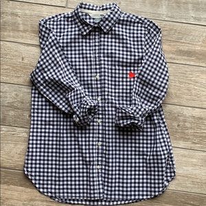 Old Navy gingham button down heart embroidery